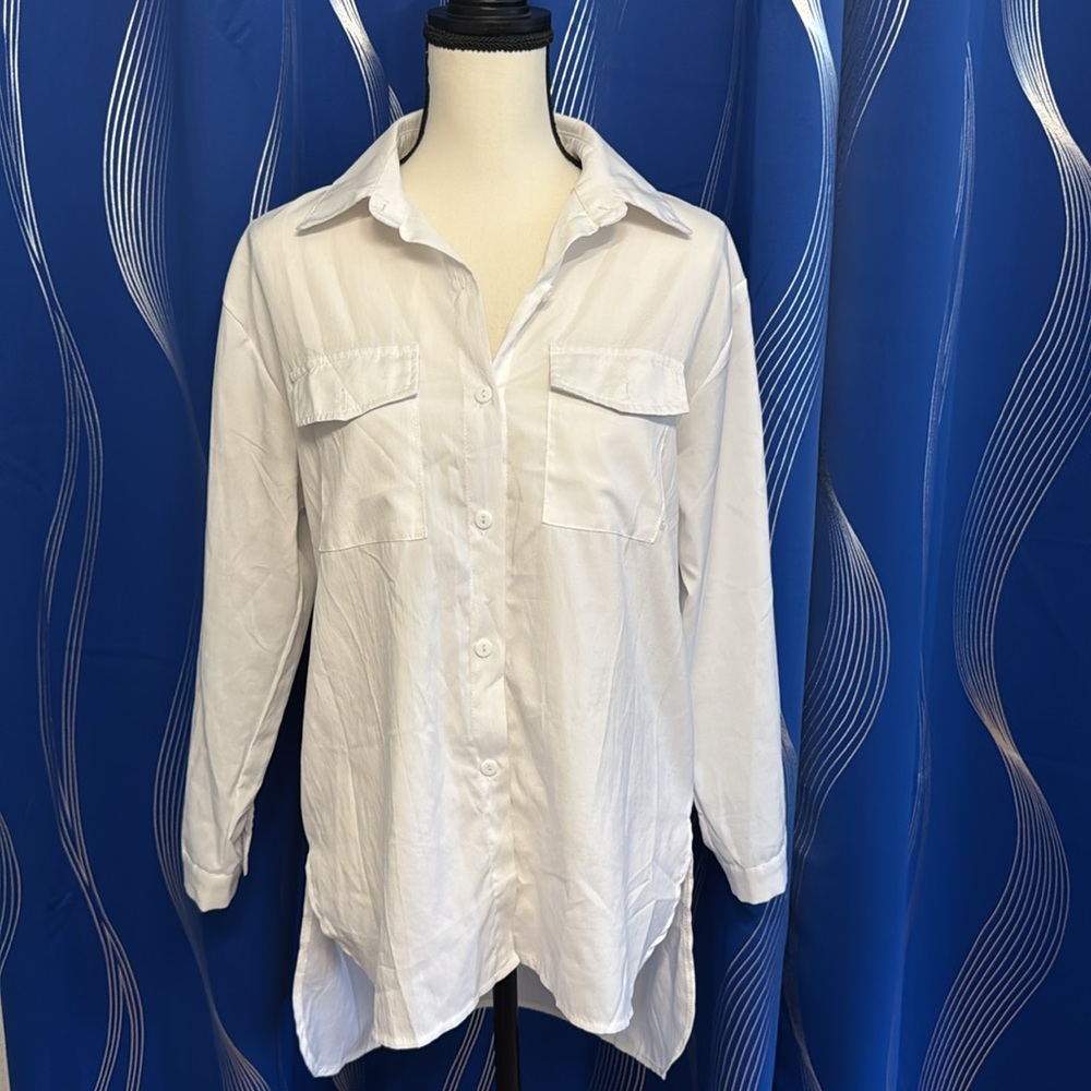 Oversized Hi-Lo White Button Down Shirt